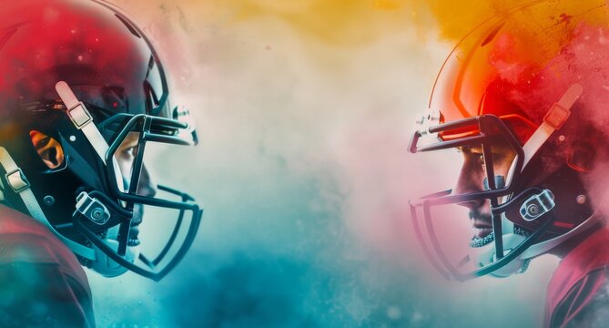 Football Players Facing Off