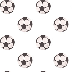 Seamless soccer ball pattern, on white background