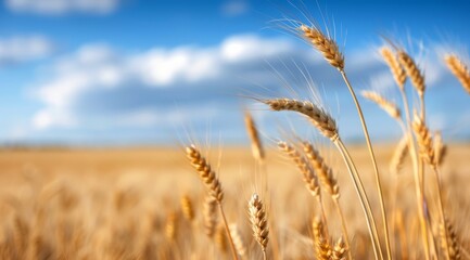 Naklejka premium Wheat Stalks in Golden Field at Sunset