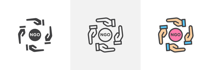 NGO colored icon set