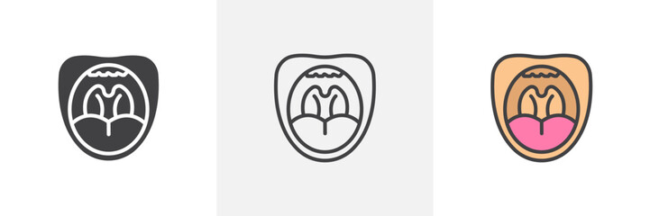 Tonsillitis colored icon set