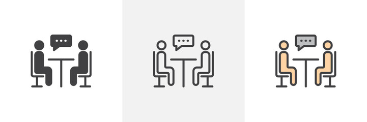 Job interview colored icon set