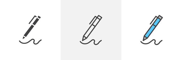 Write icon symbol collection on white background.