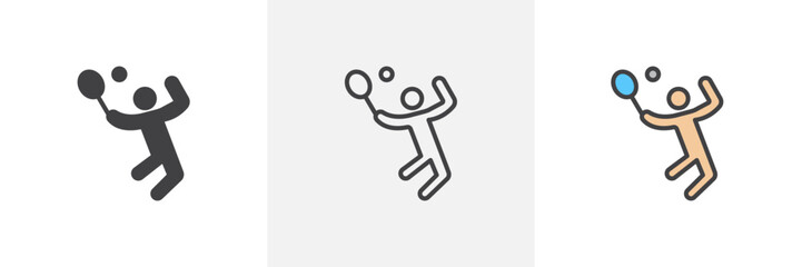 Badminton colored icon set