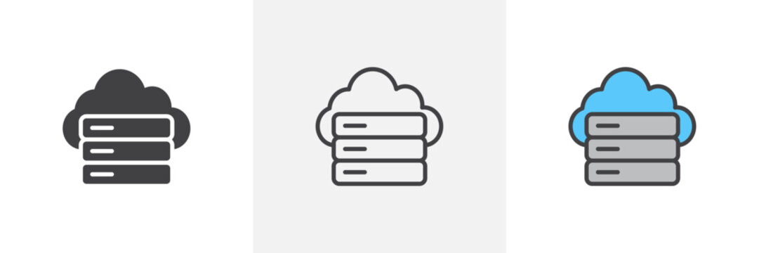 Cloud server colored icon set