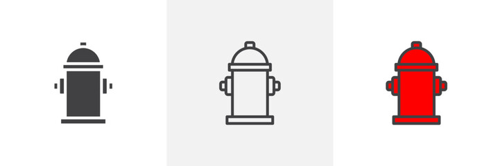 Fire hydrant colored icon set