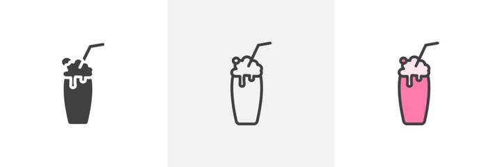 Milkshake colored icon set