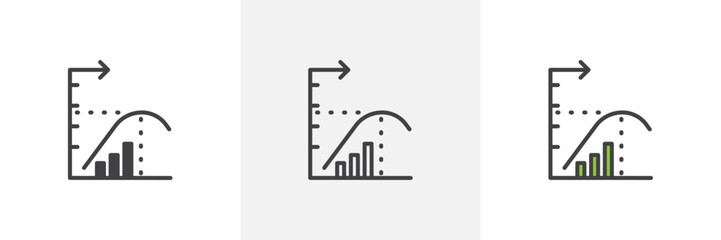 Diminishing returns colored icon set
