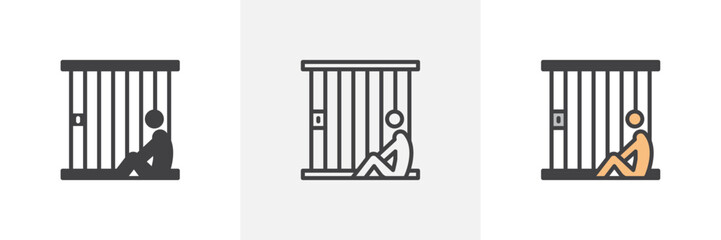 Jail colored icon set