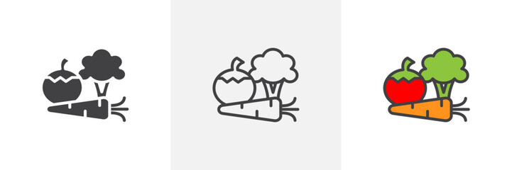 Vegetable colored icon set