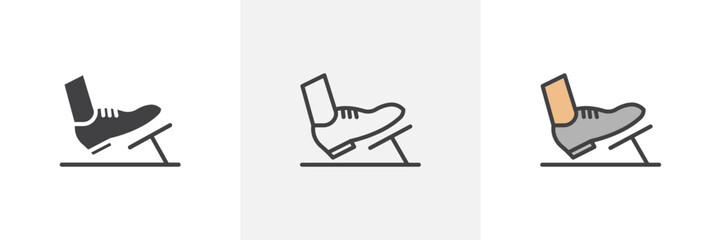 Car pedal colored icon set