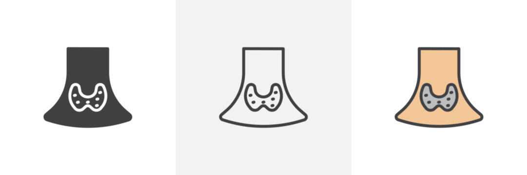 Thyroid colored icon set