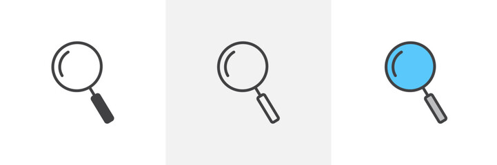 Magnifying glass colored icon set