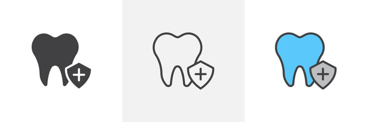 Dental insurance colored icon set