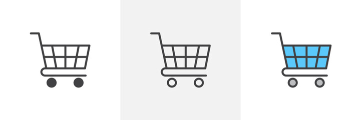 Cart colored icon set