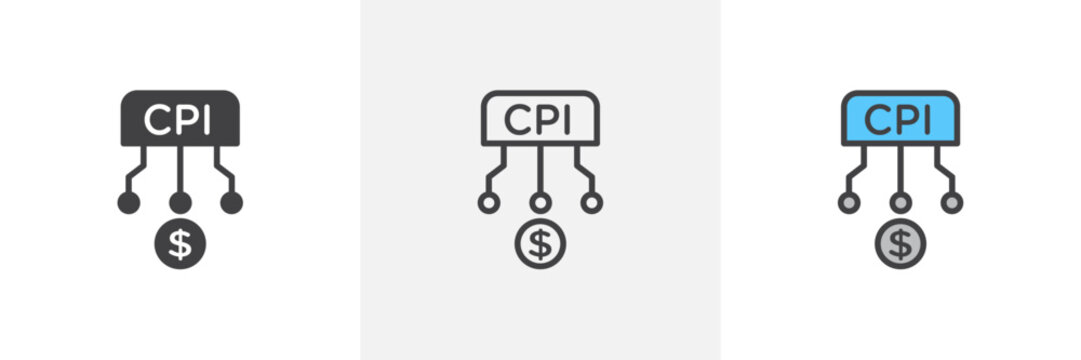 Consumer prices index colored icon set