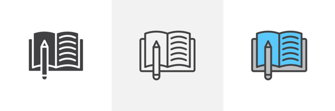 Homework colored icon set