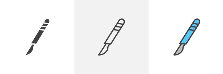 Scalpel colored icon set