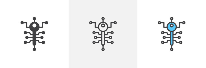 Digital key colored icon set