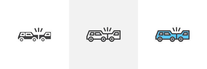 Rear end collision colored icon set