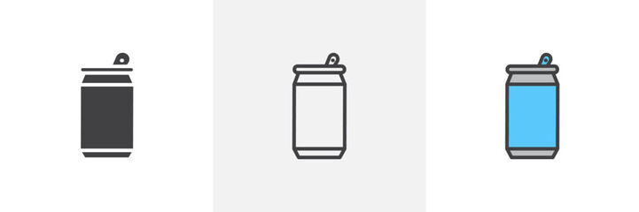 Soda can colored icon set