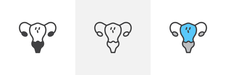 Pelvic inflammatory disease colored icon set