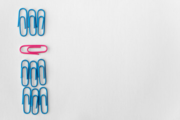 Unique Paper Clip Arrangement Highlighting Individuality or Gender Inclusivity Concept