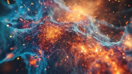 Breathtaking Cosmic Landscape of a Nebula with Glowing Particles in Deep Space