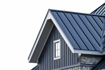 a house with a metal roof and windows