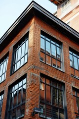 Fototapeta premium a building with many windows and a clock on the side