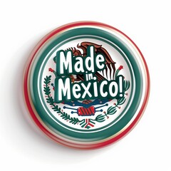 Fototapeta premium Isolated Made in Mexico Sticker Badge Button Stamp Generative Illustration on Blank White