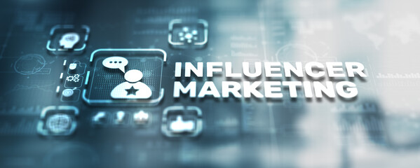 Influencer marketing concept. Promotion of goods or services through influencers