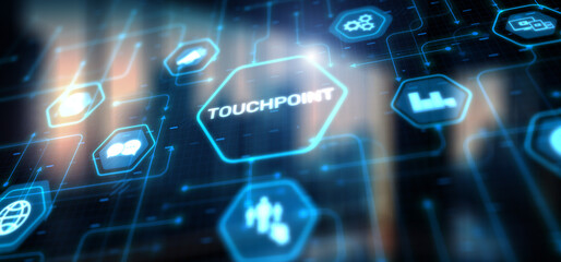 Touchpoint icon on virtual screen. Business Technology Strategy advertising and marketing concept