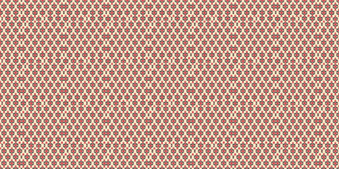 Fototapeta premium Red black and cream floral damask pattern for elegant and festive designs. 