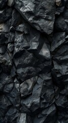Black rock texture background, dark grey stone surface