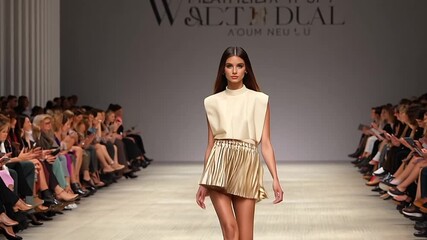 Fashion model walking on a runway at a show - Powered by Adobe