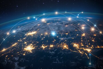 Global Network of Delivery Routes Spanning Across the Globe Representing Worldwide Shipping Services