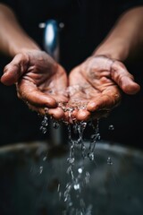 hands washing water in sink