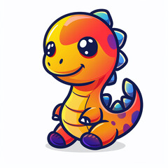 Obraz premium colorful minimalist bold vector illustration of a cute baby dinosaur, white background
