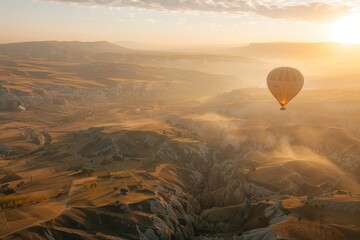 Hot Air Balloons Soar Over Cappadocia's Stunning Landscapes at Sunrise - Scenic Adventure Photography