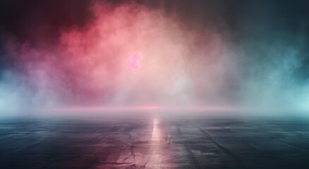 Pink and Green Fog On A Reflective Surface