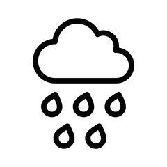 Rain cloud icon, ideal for weather, nature, and climate themes. Vector illustration. Editable stroke.