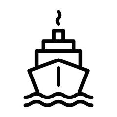 Boat icon with smoke coming from the chimney, perfect for travel, transport, and maritime themes. Vector illustration. Editable stroke.