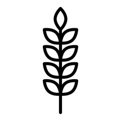 Wheat icon in black outline style, perfect for agriculture, food, and farming themes. Vector illustration. Editable stroke.