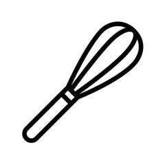 Simple black outline illustration of a whisk. This icon is suitable for baking, cooking, and kitchen themes. Vector illustration. Editable stroke.
