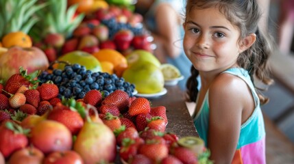 Girl with Fresh Fruits