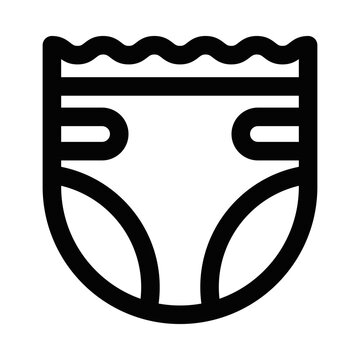 recommend clip art: Simple diaper icon in black outline style, ideal for baby, hygiene, and childcare themes. Vector illustration. Editable stroke.