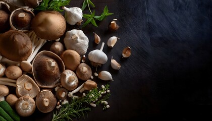Mushrooms on a black background