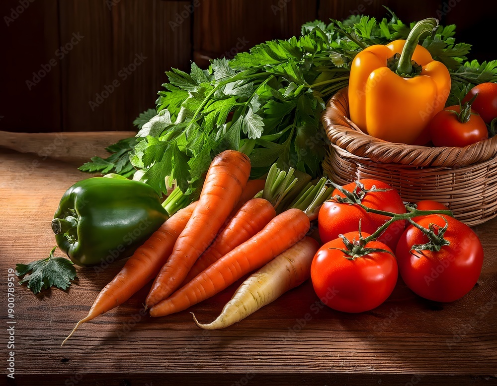 Wall mural fresh vegetables in a basket