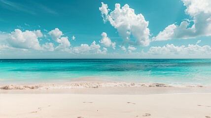 Obraz premium Scenic image of the sea with a clear blue sky, showcasing serene and tranquil beauty. Perfect for themes of nature, relaxation, and coastal landscapes